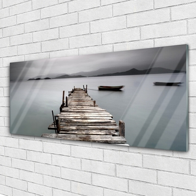 Image sur verre acrylique Mer pont architecture gris
