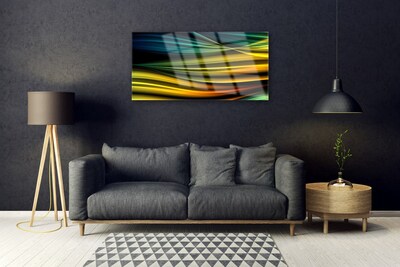 Image sur verre acrylique Abstrait art bleu jaune noir