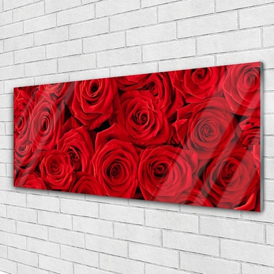 Image sur verre acrylique Roses floral rouge