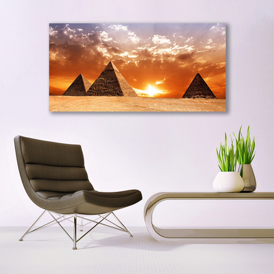 Image sur verre acrylique Pyramides paysage jaune