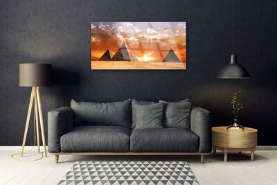 Image sur verre acrylique Pyramides paysage jaune