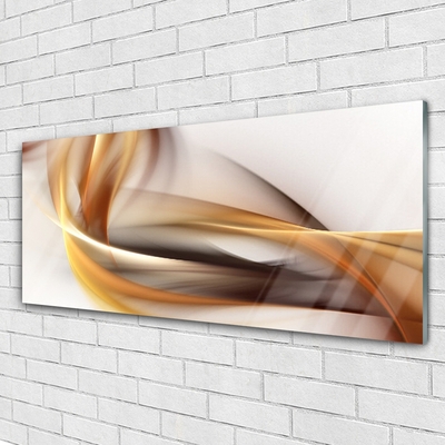 Image sur verre acrylique Abstrait art jaune brun gris blanc