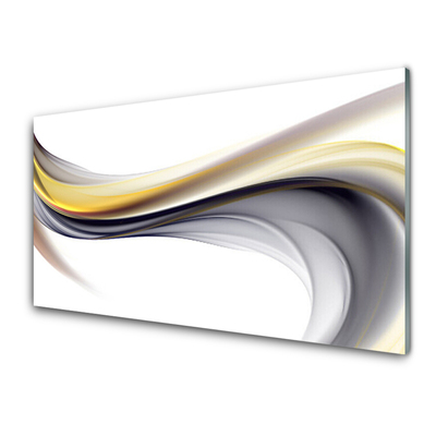 Image sur verre acrylique Abstrait art jaune gris blanc