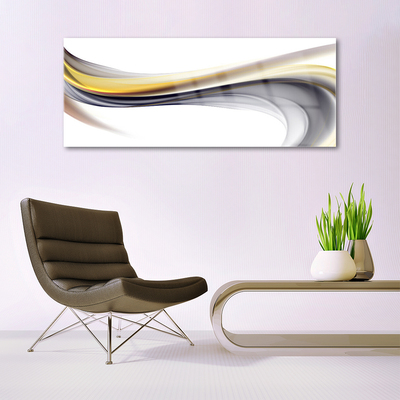 Image sur verre acrylique Abstrait art jaune gris blanc