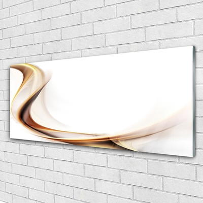Image sur verre acrylique Abstrait art jaune brun blanc