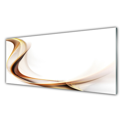 Image sur verre acrylique Abstrait art jaune brun blanc
