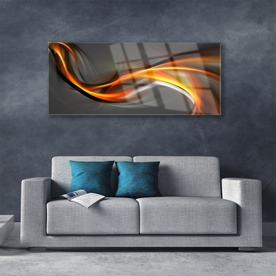 Image sur verre acrylique Abstrait art jaune orange gris