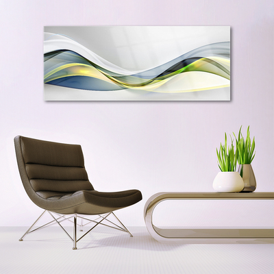 Image sur verre acrylique Abstrait art bleu gris vert blanc