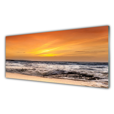 Image sur verre acrylique Mer paysage brun gris jaune