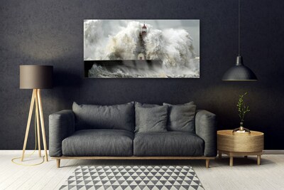 Image sur verre acrylique Phare paysage gris