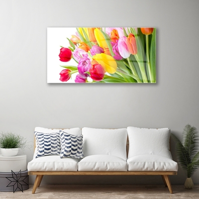 Image sur verre acrylique Tulipes floral multicolore