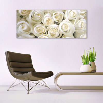 Image sur verre acrylique Roses floral blanc