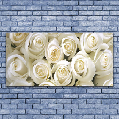 Image sur verre acrylique Roses floral blanc