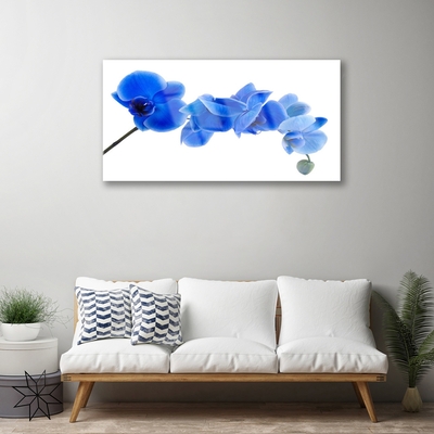 Image sur verre acrylique Fleur floral bleu
