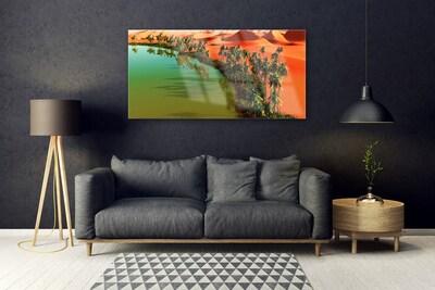 Image sur verre acrylique Baie désert arbres paysage vert jaune