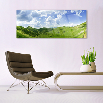 Image sur verre acrylique Prairie montagne nature vert