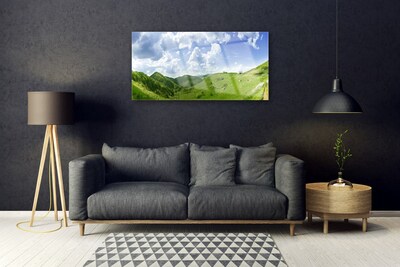 Image sur verre acrylique Prairie montagne nature vert