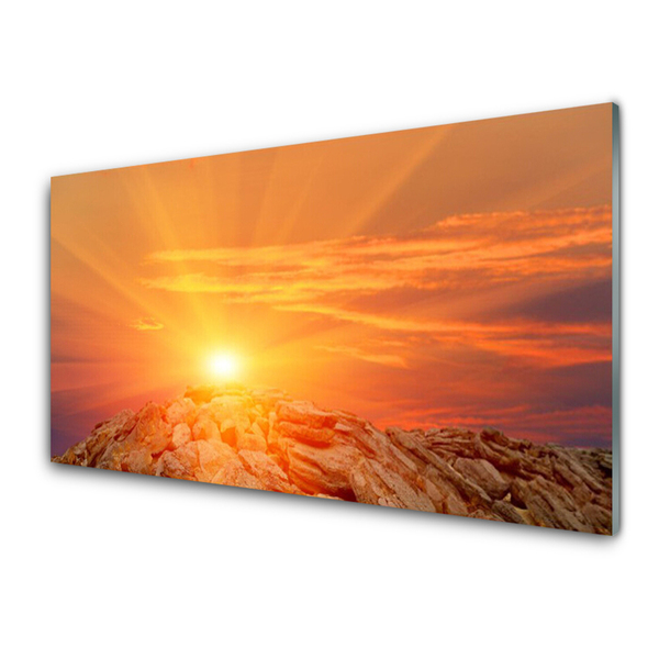 Image sur verre acrylique Soleil paysage jaune