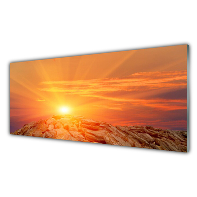 Image sur verre acrylique Soleil paysage jaune