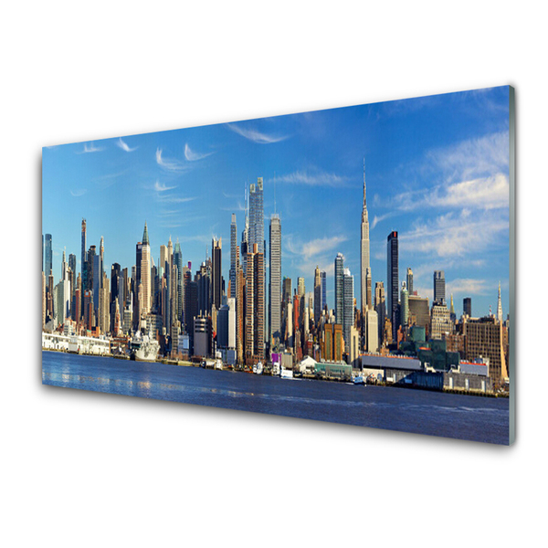 Image sur verre acrylique Ville bâtiments brun gris bleu