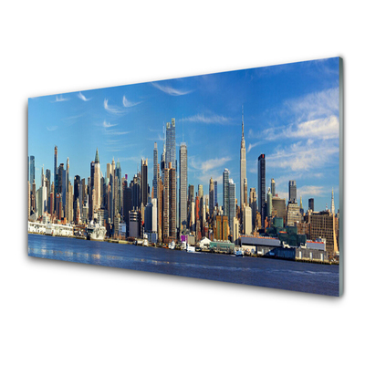 Image sur verre acrylique Ville bâtiments brun gris bleu