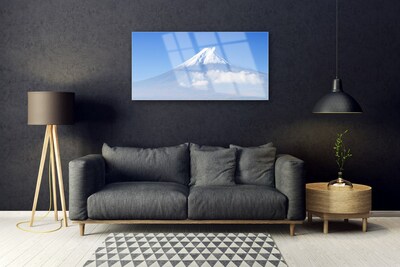 Image sur verre acrylique Montagnes paysage blanc bleu