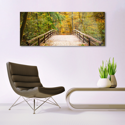 Image sur verre acrylique Forêt pont architecture brun vert