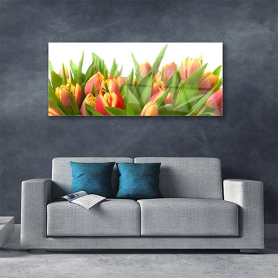 Image sur verre acrylique Tulipes floral orange jaune
