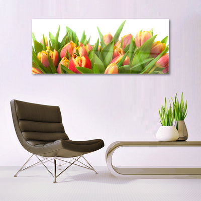 Image sur verre acrylique Tulipes floral orange jaune