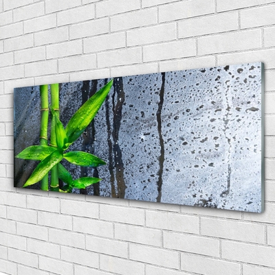 Image sur verre acrylique Bambou floral vert