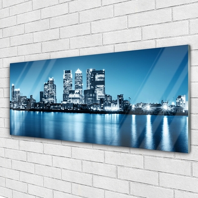 Image sur verre acrylique Ville bâtiments bleu