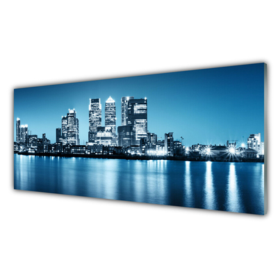 Image sur verre acrylique Ville bâtiments bleu