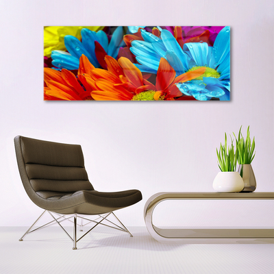 Image sur verre acrylique Fleurs floral rouge bleu orange