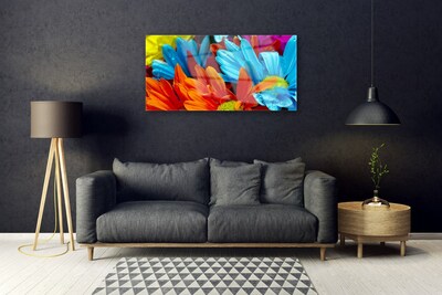 Image sur verre acrylique Fleurs floral rouge bleu orange