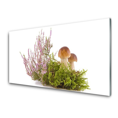 Image sur verre acrylique Champignons floral brun blanc