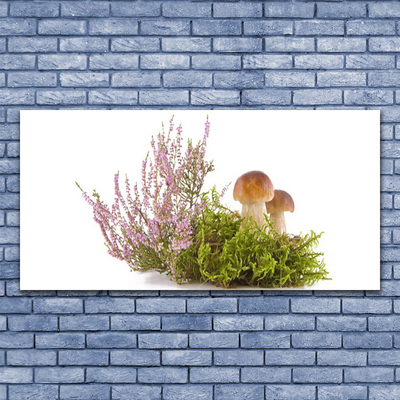 Image sur verre acrylique Champignons floral brun blanc