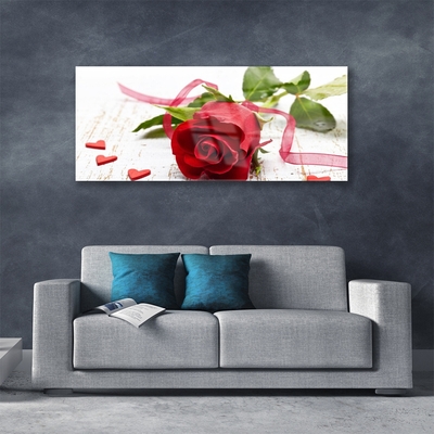 Image sur verre acrylique Rose floral rouge