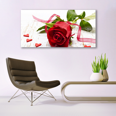 Image sur verre acrylique Rose floral rouge