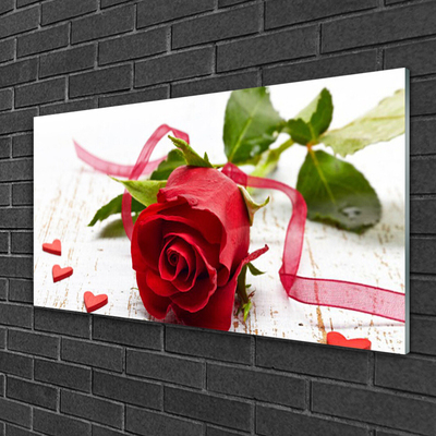 Image sur verre acrylique Rose floral rouge