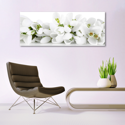 Image sur verre acrylique Fleurs floral blanc vert