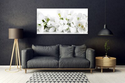 Image sur verre acrylique Fleurs floral blanc vert