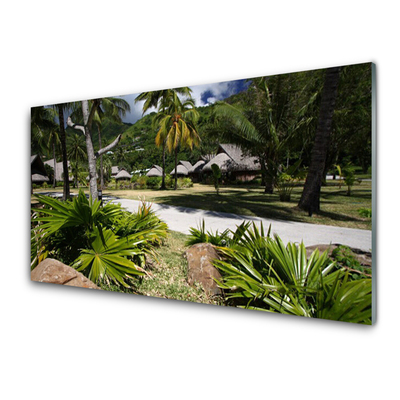 Image sur verre acrylique Feuilles palmiers nature vert brun