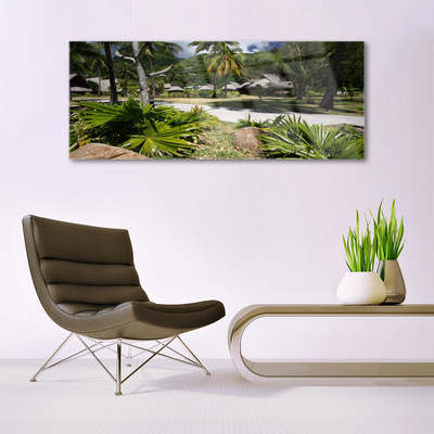 Image sur verre acrylique Feuilles palmiers nature vert brun