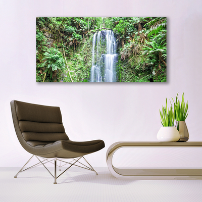 Image sur verre acrylique Arbres cascade nature blanc brun vert