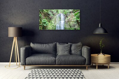 Image sur verre acrylique Arbres cascade nature blanc brun vert