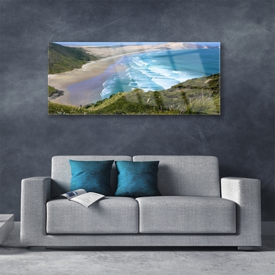 Image sur verre acrylique Mer plage paysage brun blanc bleu