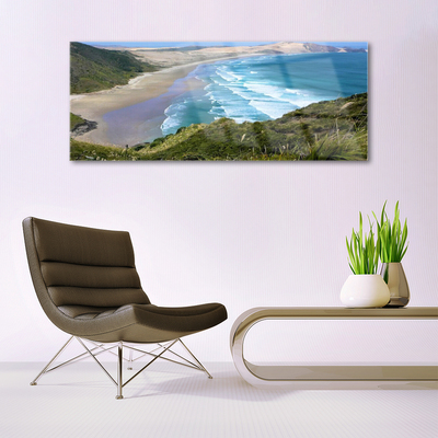 Image sur verre acrylique Mer plage paysage brun blanc bleu