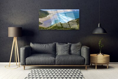 Image sur verre acrylique Mer plage paysage brun blanc bleu