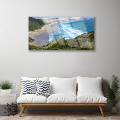 Image sur verre acrylique Mer plage paysage brun blanc bleu