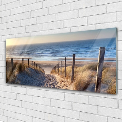 Image sur verre acrylique Sentier plage paysage brun